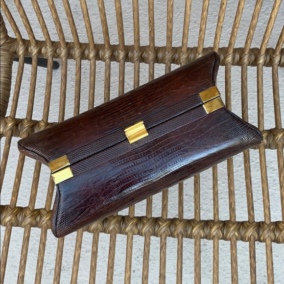 Vintage Brown Leather Snake Clutch - Picture 2 of 11